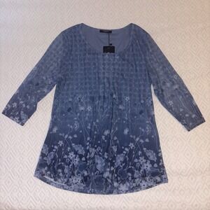 Valolia Women's Medium 3/4 Sleeved Floral Boho Tunic Blouse Fairy Whimsical